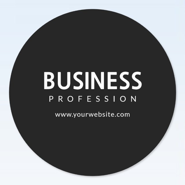 Pegatina Redonda Texto blanco simple y moderno sobre negro (Subido por el creador)