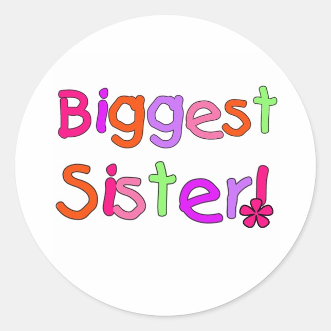 Pegatina Redonda Texto brillante Hermana más grande (Anverso)