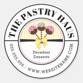 Pegatina Redonda Texto curvado de copos de pasteles elegantes