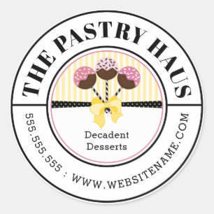 Pegatina Redonda Texto curvado de copos de pasteles elegantes