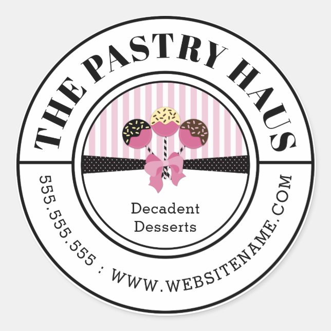 Pegatina Redonda Texto curvado de copos de pasteles elegantes (Anverso)