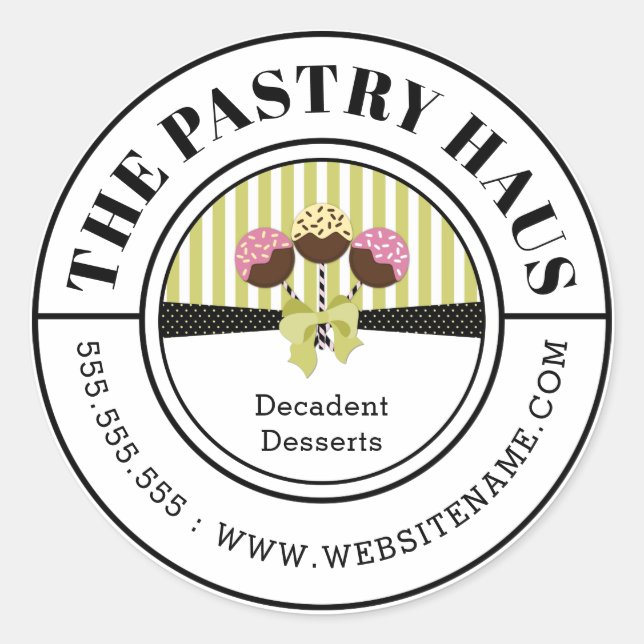 Pegatina Redonda Texto curvado de copos de pasteles elegantes (Anverso)