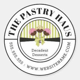 Pegatina Redonda Texto curvado de copos de pasteles elegantes