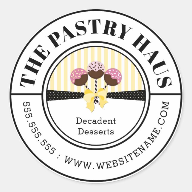 Pegatina Redonda Texto curvado de copos de pasteles elegantes (Anverso)