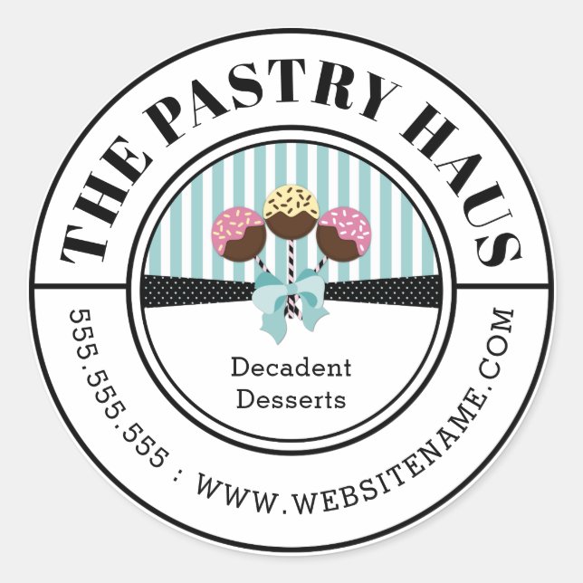 Pegatina Redonda Texto curvado de copos de pasteles elegantes (Anverso)