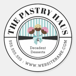 Pegatina Redonda Texto curvado de copos de pasteles elegantes