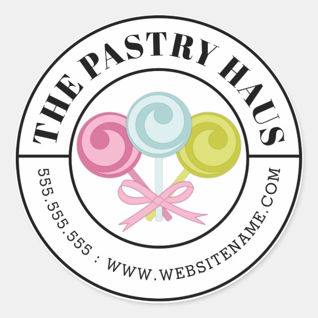 Pegatina Redonda Texto curvado de vaina estilizado moderno (Anverso)