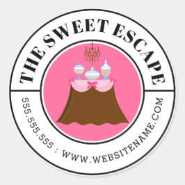 Pegatina Redonda Texto curvo de caramelos modernos