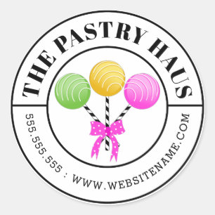 Pegatina Redonda Texto curvo de copos de pasteles coloridos moderno