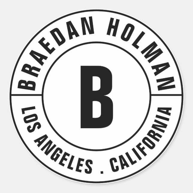 Pegatina Redonda Texto curvo de monograma moderno (Anverso)