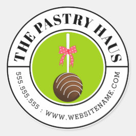 Pegatina Redonda Texto curvo del pastel de chocolate moderno