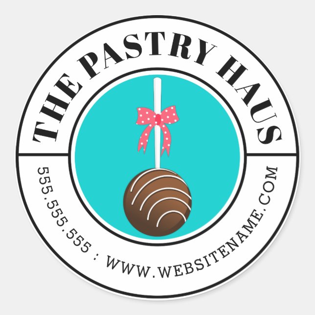 Pegatina Redonda Texto curvo del pastel de chocolate moderno (Anverso)