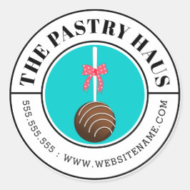 Pegatina Redonda Texto curvo del pastel de chocolate moderno