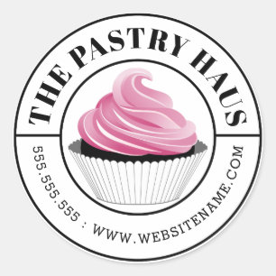 Pegatina Redonda Texto curvo del pastel rosa elegante