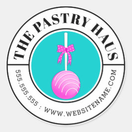 Pegatina Redonda Texto curvo del Pop de pastel rosa moderno