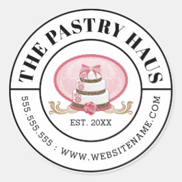 Pegatina Redonda Texto curvo elegante de pastel rosa