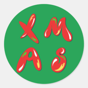 Pegatina Redonda Texto de burbuja de navidad