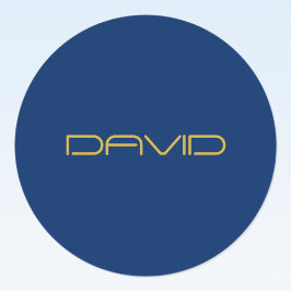 Pegatina Redonda Texto de estilo editable | Azul marino y oro