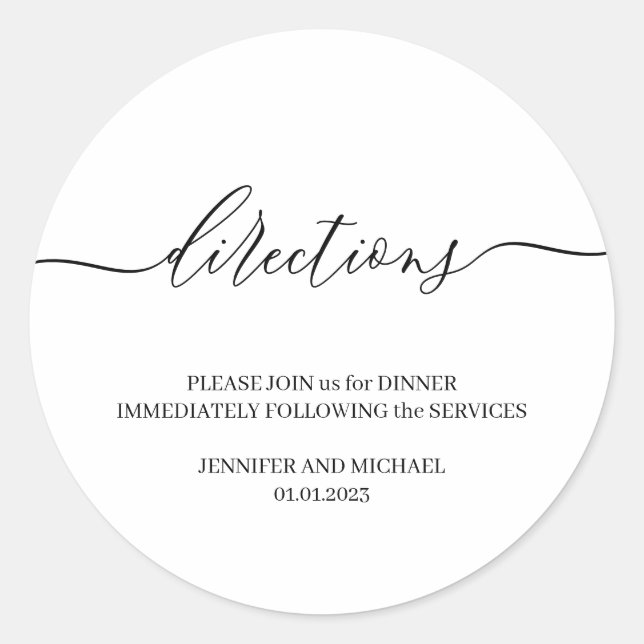 Pegatina Redonda texto de firma simple de direcciones (Anverso)