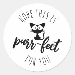 Pegatina Redonda Texto de juego de palabras de gato negro lindo