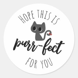 Pegatina Redonda Texto de juego de palabras de gato negro lindo