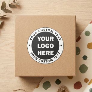 Pegatina Redonda Texto de logotipo personalizado de marca comercial