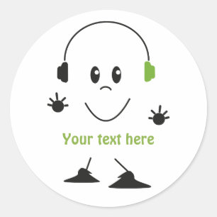 Pegatina Redonda Texto de música personalizada Personaje de auricul