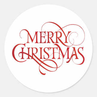 Pegatina Redonda Texto de Navidad de Feliz