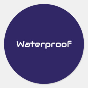 Pegatina Redonda Texto de paquete azul blanco a prueba de agua Spla