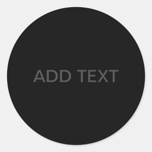 Pegatina Redonda Texto de personalizable | Negra y gris oscuro (Anverso)