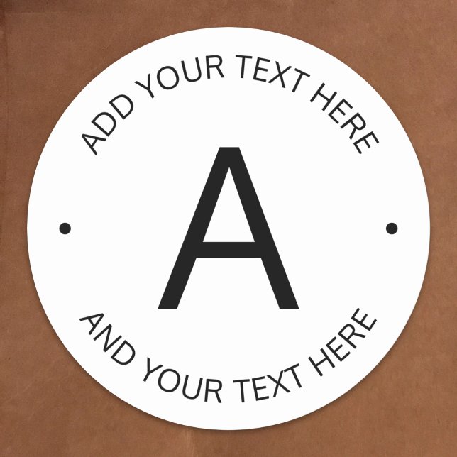 Pegatina Redonda Texto de Personalizable simple | Blanco y negro (Subido por el creador)