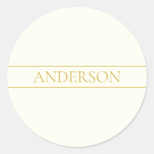 Pegatina Redonda Texto de Personalizable simple y elegante   Gold O