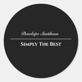 Pegatina Redonda Texto de personalizable y colores Blanco y negro b