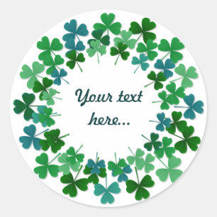 Pegatina Redonda Texto de Personalizado de círculo de Shamrock