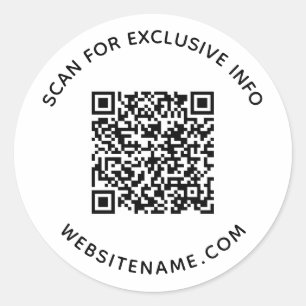 Pegatina Redonda Texto de Personalizado de código QR de negocio