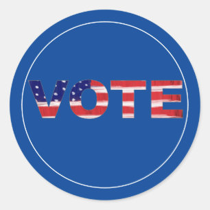 Pegatina Redonda Texto De Voto En Colores De Bandera