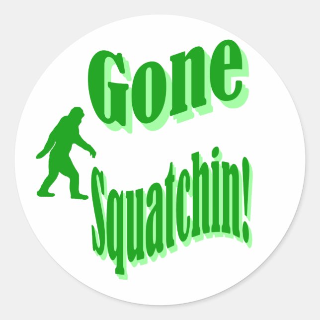 Pegatina Redonda Texto del eslogan verde fuera de squatchin (Anverso)