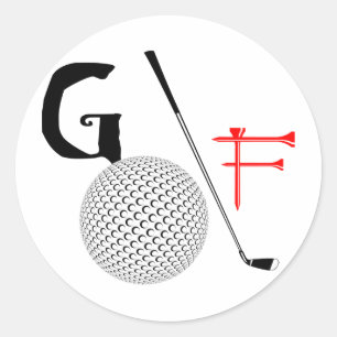 Pegatina Redonda texto del golf