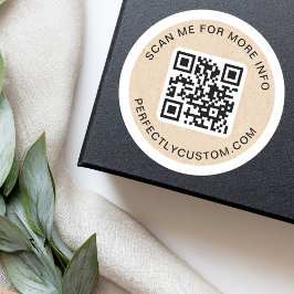 Pegatina Redonda Texto del personalizado de código QR El papel Kraf