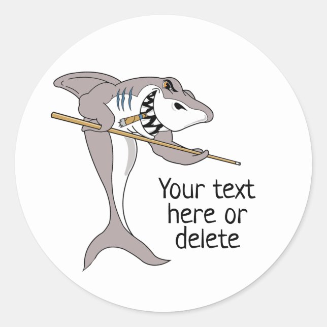 Pegatina Redonda Texto del Personalizado del tiburón de la piscina (Anverso)