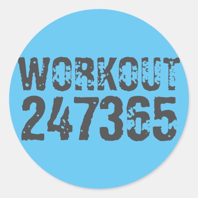 Pegatina Redonda Texto desgastado y raspado Workout 247365 azul (Anverso)
