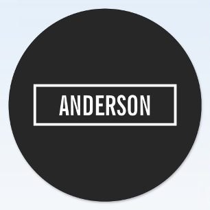 Pegatina Redonda Texto editable moderno en marco de estilo de logot