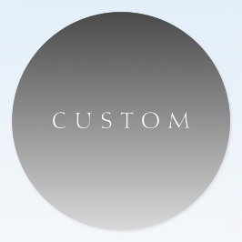 Pegatina Redonda Texto elegante en gradiente ombre gris moderno sim