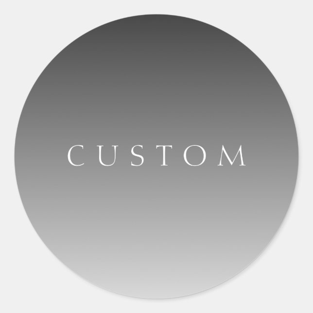 Pegatina Redonda Texto elegante en gradiente ombre gris moderno sim (Anverso)