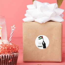 Pegatina Redonda Texto en árabe de Palestina Libre