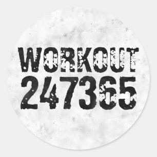 Pegatina Redonda Texto escrito y raspado Workout 247365 rústico
