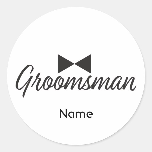 Pegatina Redonda Texto groomsman y corbata (Anverso)
