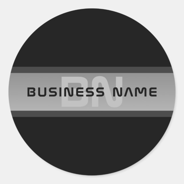Pegatina Redonda Texto moderno con capas de Personalizable | Negro  (Anverso)
