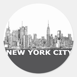 Pegatina Redonda Texto monocromo de la línea aérea de NYC