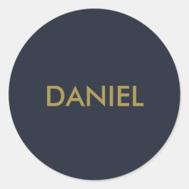 Pegatina Redonda Texto oro minimalista moderno azul marino